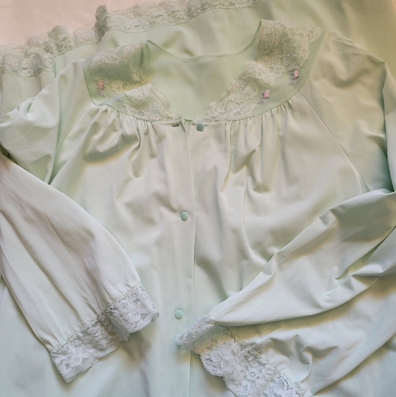 Green Cottagecore Victorian Nightgown Slip Dress - Picture 6 of 10